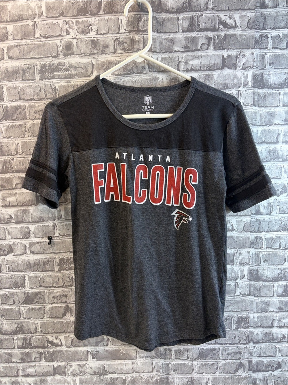 NFL Atlanta Falcons Charcoal Gray Short Sleeve Tee with Red Logo